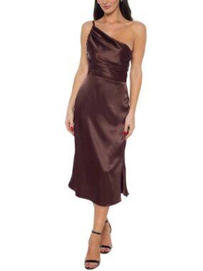 Jump Chocolate Brown Asymmetric One Shoulder Party Event Dress Juniors Size XS